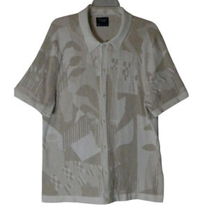 Abercrombie & Fitch Men's SS Button Front Sweater LG Neutral Academia Abstract